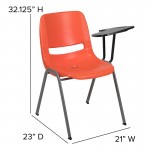 Orange Ergonomic Shell Chair with Left Handed Flip-Up Tablet Arm