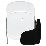 White Ergonomic Shell Chair with Left Handed Flip-Up Tablet Arm