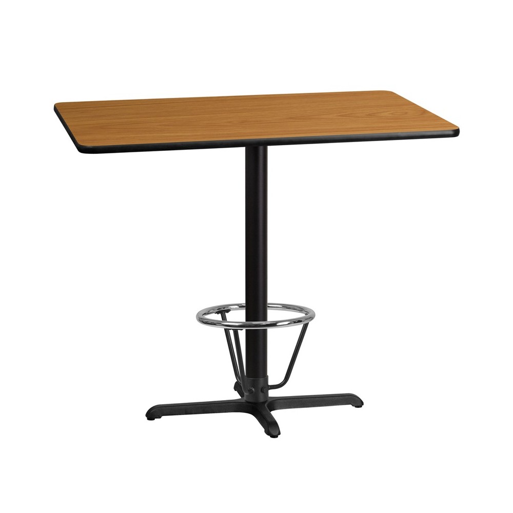 30'' x 48'' Rectangular Natural Laminate Table Top with 23.5'' x 29.5'' Bar Height Table Base and Foot Ring 30'' x 48'' Rectangular Natural Laminate Table Top with 23.5'' x 29.5'' Bar Height Table Base and Foot Ring