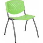 880 lb. Capacity Green Plastic Stack Chair with Titanium Gray Powder Coated Frame