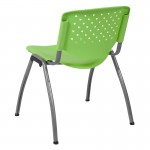 880 lb. Capacity Green Plastic Stack Chair with Titanium Gray Powder Coated Frame