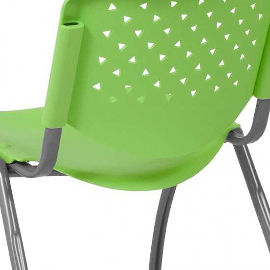 880 lb. Capacity Green Plastic Stack Chair with Titanium Gray Powder Coated Frame