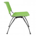 880 lb. Capacity Green Plastic Stack Chair with Titanium Gray Powder Coated Frame