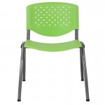 880 lb. Capacity Green Plastic Stack Chair with Titanium Gray Powder Coated Frame