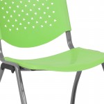 880 lb. Capacity Green Plastic Stack Chair with Titanium Gray Powder Coated Frame