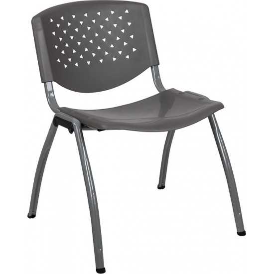 880 lb. Capacity Gray Plastic Stack Chair with Titanium Gray Powder Coated Frame