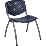 880 lb. Capacity Navy Plastic Stack Chair with Titanium Gray Powder Coated Frame