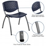 880 lb. Capacity Navy Plastic Stack Chair with Titanium Gray Powder Coated Frame