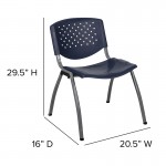 880 lb. Capacity Navy Plastic Stack Chair with Titanium Gray Powder Coated Frame