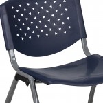 880 lb. Capacity Navy Plastic Stack Chair with Titanium Gray Powder Coated Frame