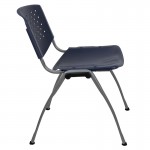 880 lb. Capacity Navy Plastic Stack Chair with Titanium Gray Powder Coated Frame