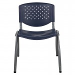 880 lb. Capacity Navy Plastic Stack Chair with Titanium Gray Powder Coated Frame