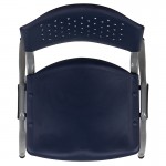 880 lb. Capacity Navy Plastic Stack Chair with Titanium Gray Powder Coated Frame