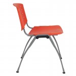 880 lb. Capacity Orange Plastic Stack Chair with Titanium Gray Powder Coated Frame