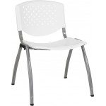 880 lb. Capacity White Plastic Stack Chair with Titanium Gray Powder Coated Frame