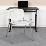 880 lb. Capacity White Plastic Stack Chair with Titanium Gray Powder Coated Frame