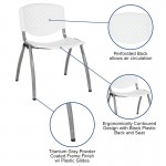 880 lb. Capacity White Plastic Stack Chair with Titanium Gray Powder Coated Frame