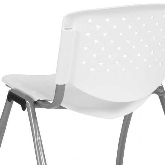 880 lb. Capacity White Plastic Stack Chair with Titanium Gray Powder Coated Frame