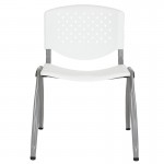 880 lb. Capacity White Plastic Stack Chair with Titanium Gray Powder Coated Frame