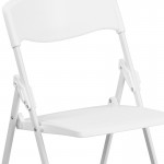 500 lb. Capacity Heavy Duty White Plastic Folding Chair with Built-in Ganging Brackets