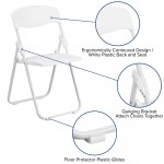 500 lb. Capacity Heavy Duty White Plastic Folding Chair with Built-in Ganging Brackets