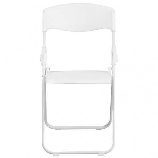 500 lb. Capacity Heavy Duty White Plastic Folding Chair with Built-in Ganging Brackets