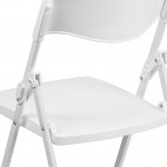 500 lb. Capacity Heavy Duty White Plastic Folding Chair with Built-in Ganging Brackets