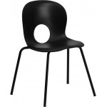 770 lb. Capacity Designer Black Plastic Stack Chair with Black Frame