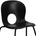 770 lb. Capacity Designer Black Plastic Stack Chair with Black Frame