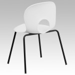 770 lb. Capacity Designer White Plastic Stack Chair with Black Frame