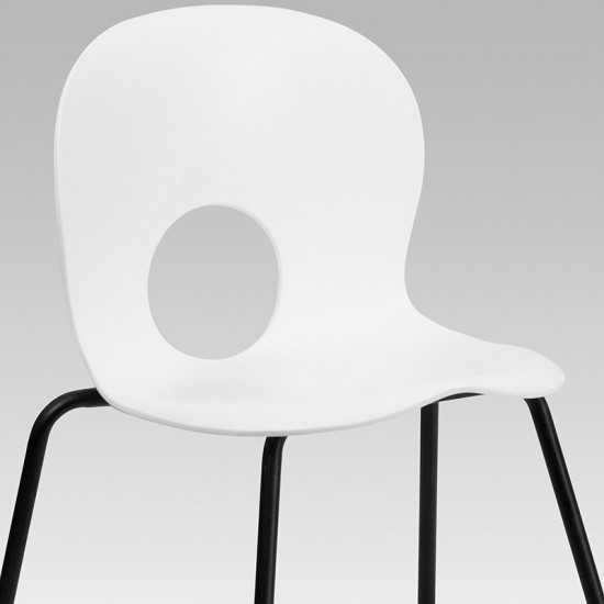 770 lb. Capacity Designer White Plastic Stack Chair with Black Frame