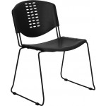 400 lb. Capacity Black Plastic Stack Chair with Black Frame