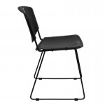 400 lb. Capacity Black Plastic Stack Chair with Black Frame