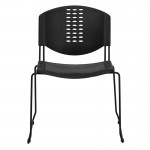 400 lb. Capacity Black Plastic Stack Chair with Black Frame