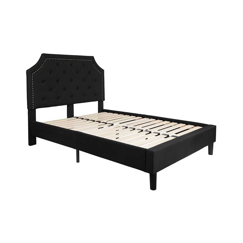 Brighton Full Size Tufted Upholstered Platform Bed in Black Fabric Brighton Full Size Tufted Upholstered Platform Bed in Black Fabric