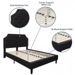 Brighton Full Size Tufted Upholstered Platform Bed in Black Fabric