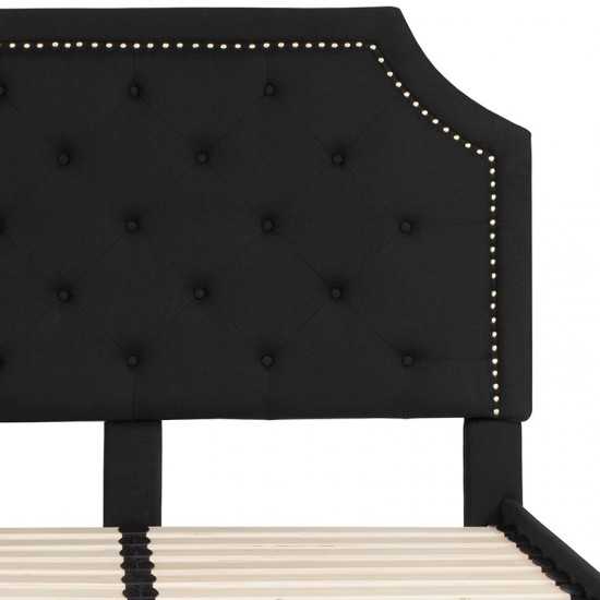 Brighton Full Size Tufted Upholstered Platform Bed in Black Fabric