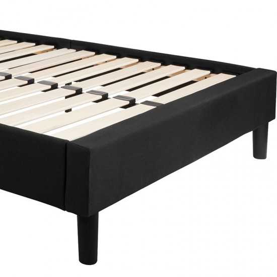 Brighton Full Size Tufted Upholstered Platform Bed in Black Fabric