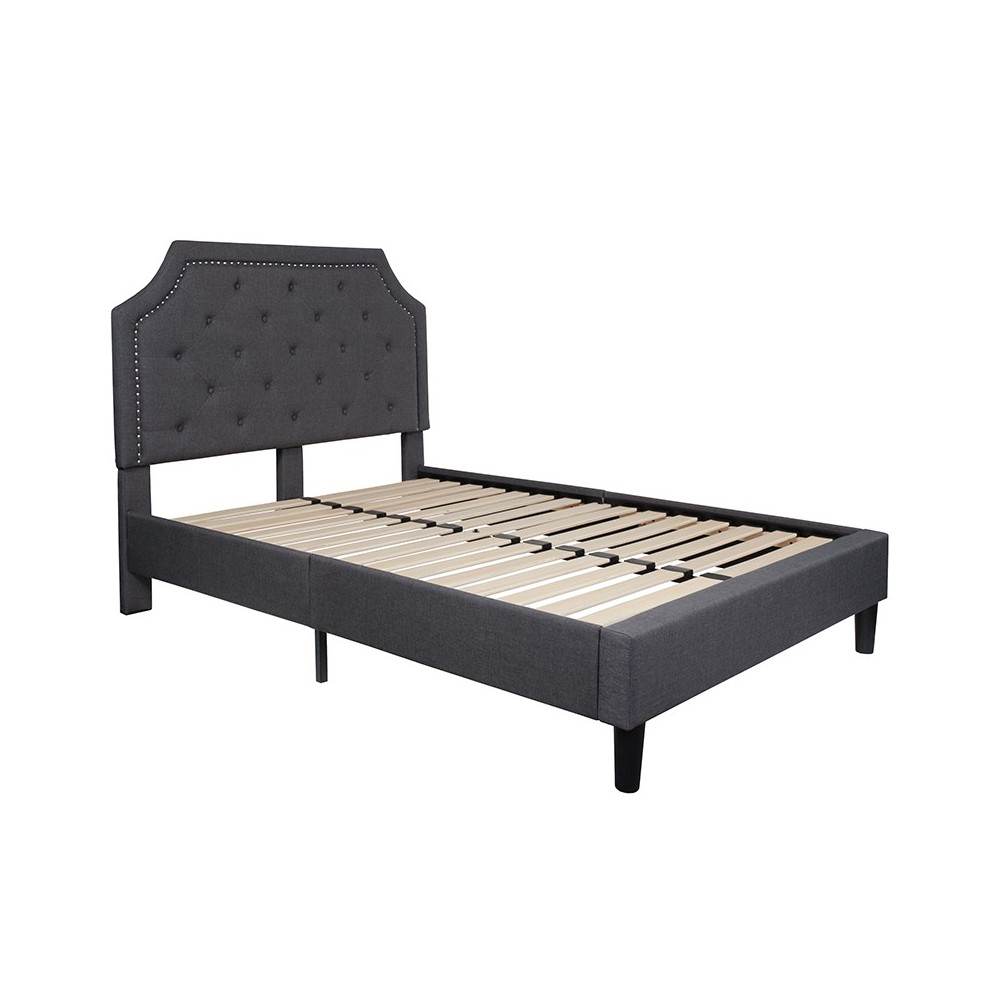 Brighton Full Size Tufted Upholstered Platform Bed in Dark Gray Fabric Brighton Full Size Tufted Upholstered Platform Bed in Dark Gray Fabric