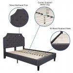Brighton Full Size Tufted Upholstered Platform Bed in Dark Gray Fabric