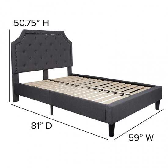 Brighton Full Size Tufted Upholstered Platform Bed in Dark Gray Fabric