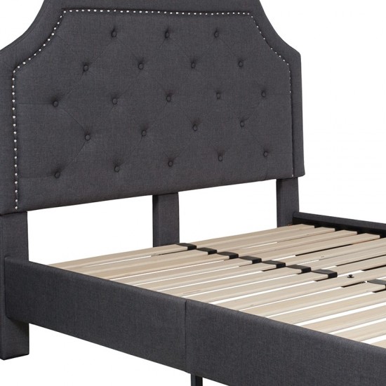 Brighton Full Size Tufted Upholstered Platform Bed in Dark Gray Fabric
