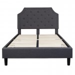 Brighton Full Size Tufted Upholstered Platform Bed in Dark Gray Fabric