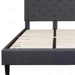 Brighton Full Size Tufted Upholstered Platform Bed in Dark Gray Fabric