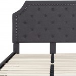 Brighton Full Size Tufted Upholstered Platform Bed in Dark Gray Fabric