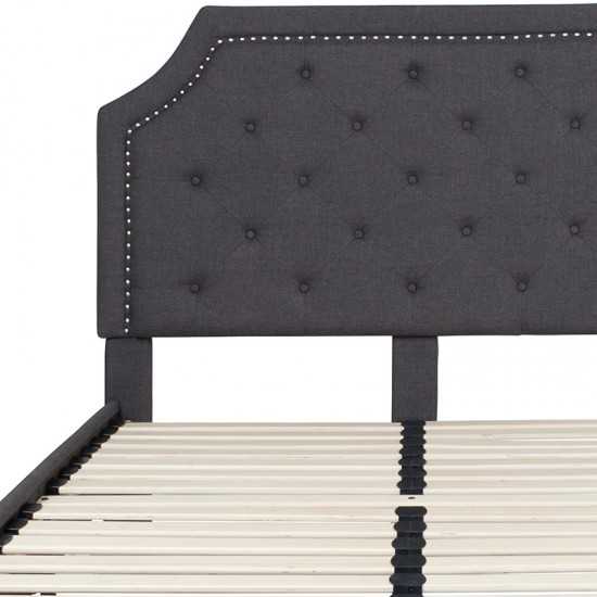 Brighton Full Size Tufted Upholstered Platform Bed in Dark Gray Fabric