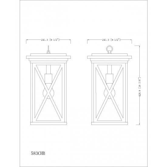 Z-Lite 1 Light Outdoor Chain Mount Ceiling Fixture