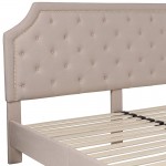 Brighton King Size Tufted Upholstered Platform Bed in Beige Fabric