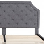 Brighton King Size Tufted Upholstered Platform Bed in Light Gray Fabric