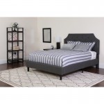 Brighton Queen Size Tufted Upholstered Platform Bed in Dark Gray Fabric